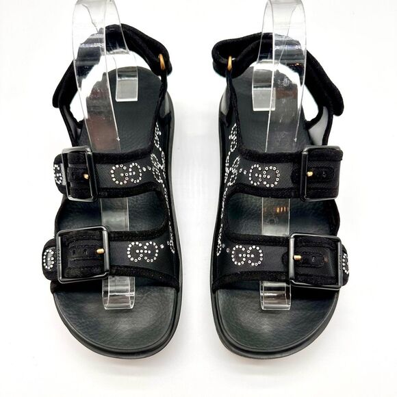 Gucci GG Crystal Embellished Platform Mash Dad Black Flat Sandals EU 38 US 8 - Picture 2 of 13